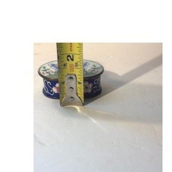 Vintage Butterfly Trinket Keepsake Box Cobalt Blue Enamel Cloisonne Storage - Picture 13 of 14